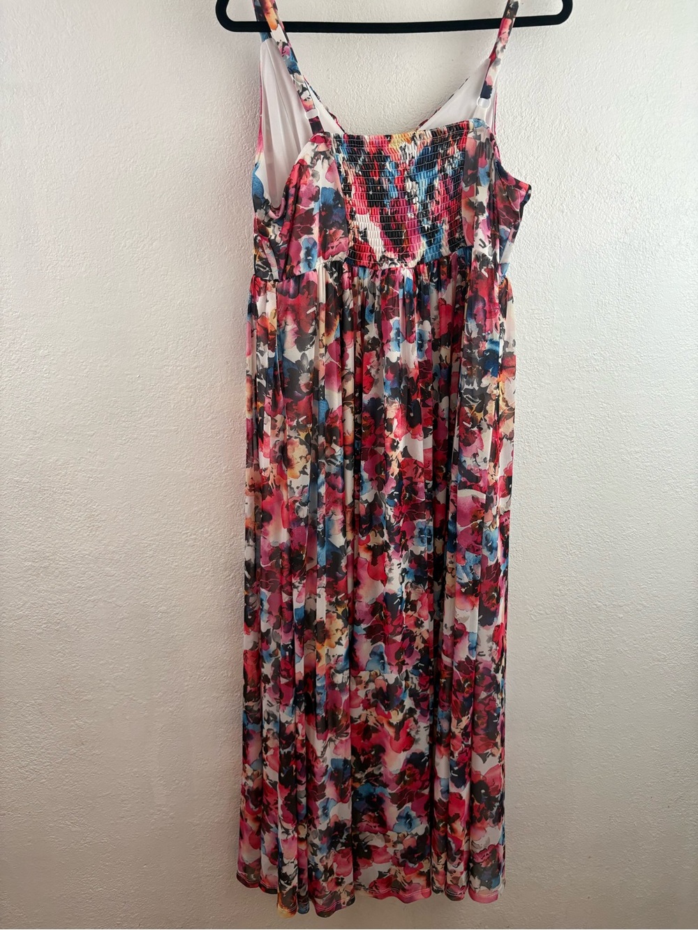 Torrid Soft Mesh Pleated Maxi Dress multicolor watercolor floral print 1XL - Picture 2 of 6